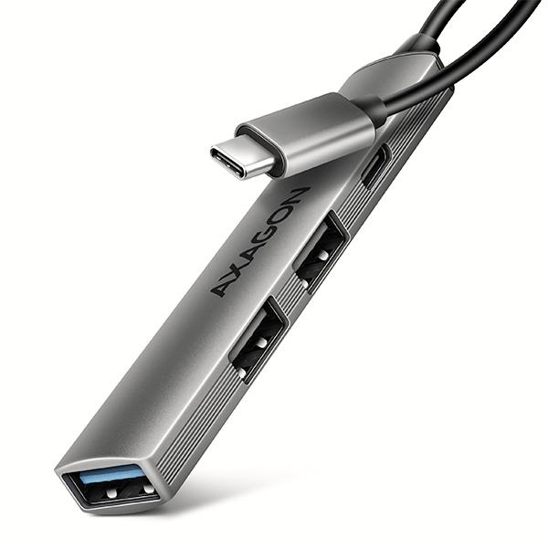 AXAGON HUE-STC, 4x USB ALU STRIP hub, 1x USB-A 5Gbps, 2x USB-A & 1x USB-C 480Mbps, kábel USB-C 12cm
