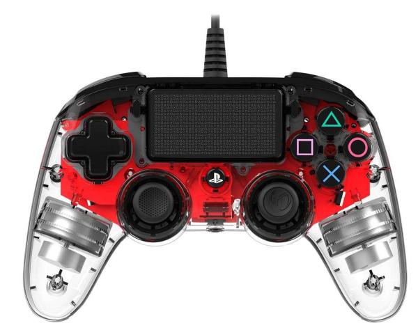 Nacon Wired Compact Controller - ovladač pro PlayStation 4 - průhledný červený1