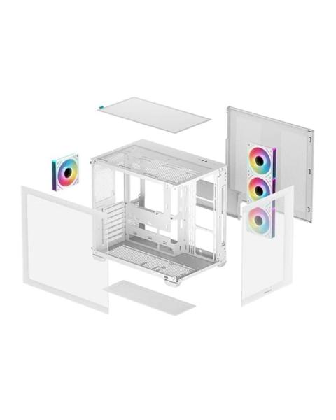 DEEPCOOL Case CG530 4F WH,  ATX,  Průhledná bočnice,  4x120mm ARGB,  bílá3