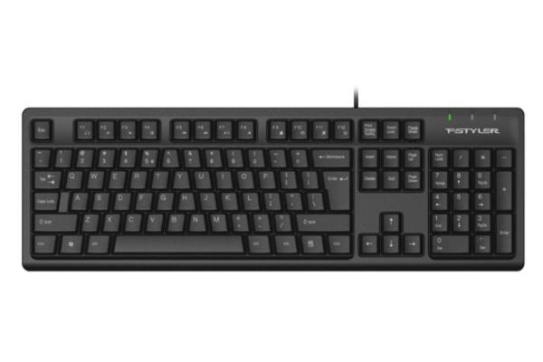 A4tech FKS12,  multimediální kancelářská tichá klávesnice,  CZ/ US,  USB,  černá
