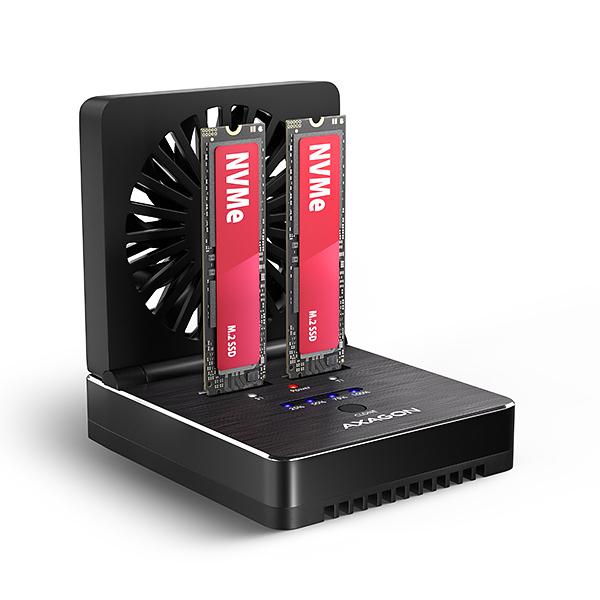 AXAGON ADSA-M2C22,  USB-C 20Gbps dokovacia stanica pre 2× M.2 NVMe/ SATA SSD s funkciou klonovania