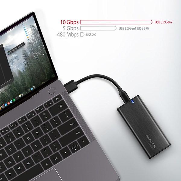 BAZAR - AXAGON EEM2-SBC,  USB-C 3.2 Gen 2 - M.2 SATA SSD kovový RAW box,  bezšroubkový - Po opravě (Komplet)6