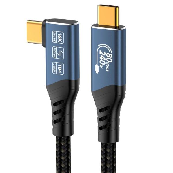 PREMIUMCORD Kabel USB4™ Version2.0 80Gbps 16K@60Hz 240W Thunderbolt 3 a 4 kabel zahnutý 0, 8m4