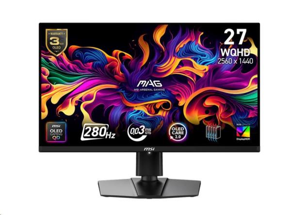MSI MAG/ 271QP X28/ 26, 5"/ QD-OLED/ QHD/ 280Hz/ 0, 03ms/ Čierna/ 3R