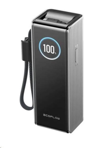 EcoFlow RAPID Power Banka (25000mAh, 170W) 2x100W vestavěný USB-C kabel - stříbrná