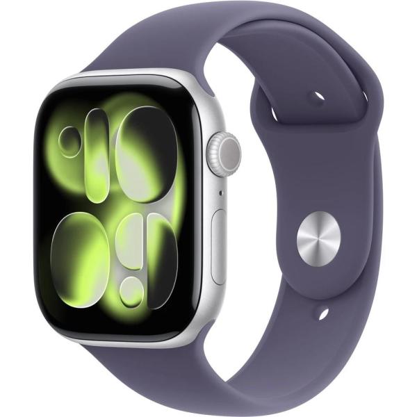 Apple Watch Series 11 GPS 42mm Silver Aluminium Case with Purple Fog Sport Band - S/ M