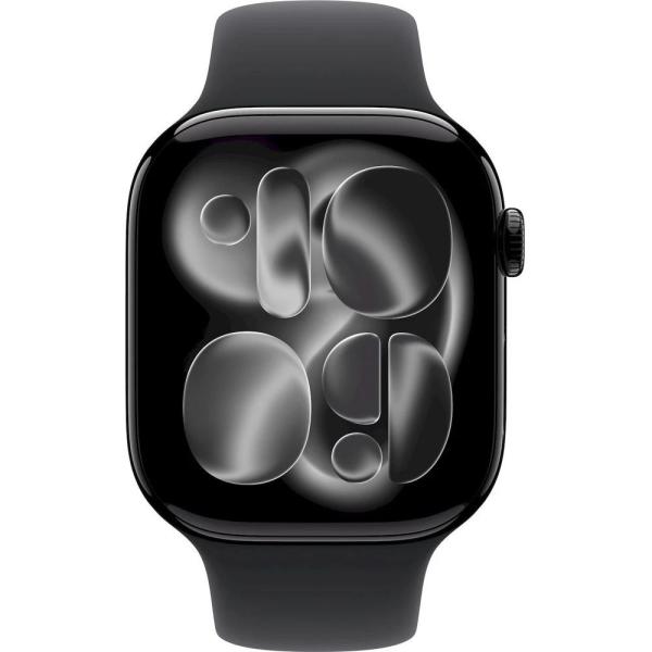 Apple Watch Series 11 GPS + Cellular 42mm Jet Black Aluminium Case with Black Sport Band - M/ L1