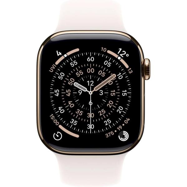 Apple Watch Series 11 GPS + Cellular 46mm Gold Titanium Case with Light Blush Sport Band - M/ L1