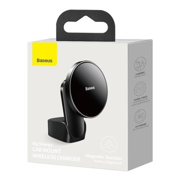 Držiak Baseus Big Energy s bezdrôtovým nabíjaním 15 W čierny (kompatibilný s Apple iPhone 12 Series)2