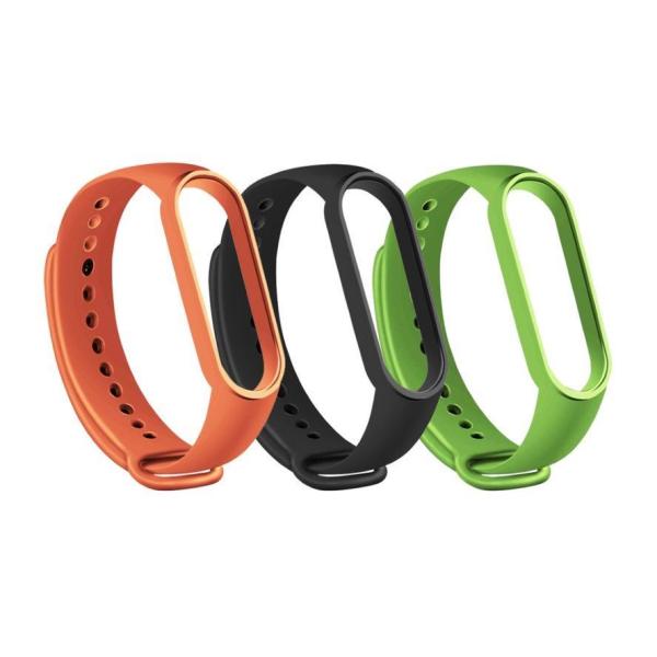 RhinoTech řemínky pro Xiaomi Mi Band 6 (3-pack černá,  oranžová,  zelená)