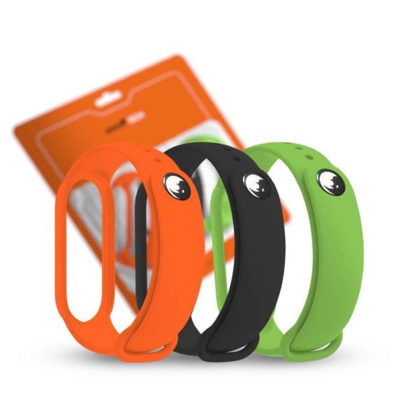 RhinoTech řemínek pro Xiaomi Mi Band 7,  (3-pack),  černá /  oranžová /  zelená4