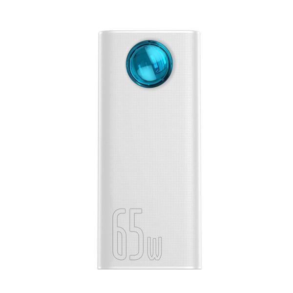 Baseus Amblight powerbanka s digitálním displejem QC 30000mAh Overseas Edition + kabel Type-C/ Type-C 100W 1m,  bílá