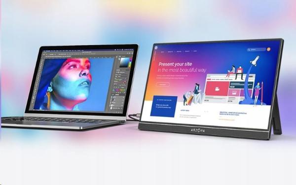 Arzopa Z1C Portable Monitor 16.1" IPS Full HD 1080p Metal Housing Přenosný monitor,  černý1