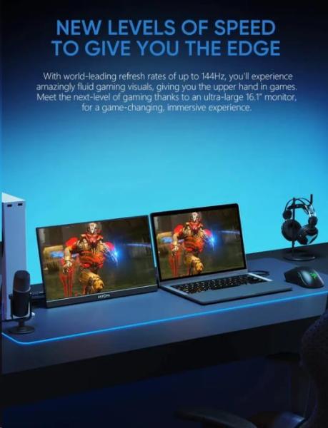 Arzopa Z1FC Portable Monitor 16.1" 144hz IPS Full HD 1080p Metal Housing Přenosný monitor + pouzdro,  šedý2