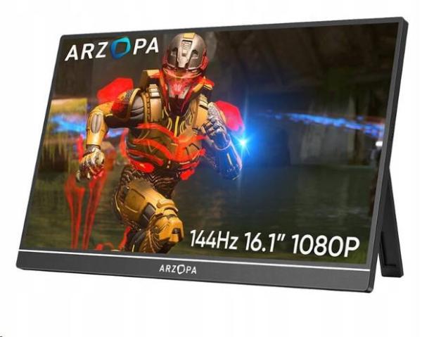 Arzopa Z1RC Portable Monitor 16" IPS QHD 2.5K Metal Housing Přenosný monitor,  černý