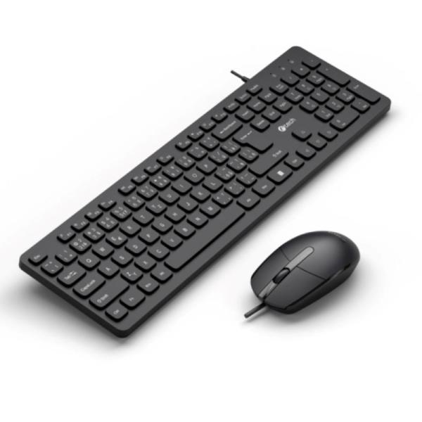 C-TECH Klávesnice KBM-105,  drátový combo set s myší,  USB,  CZ/ SK0