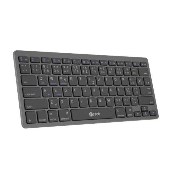 C-TECH Klávesnice KB-120S Dual mode,  bezdrátová,  BT5.0 + 2, 4GHz,  USB nano receiver,  CZ/ SK1