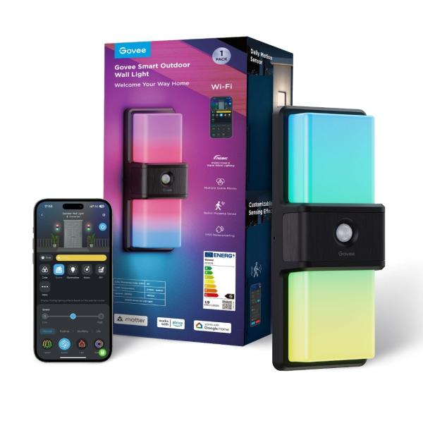 BAZAR - Govee RGBICWW Smart venkovní nástěnné světlo 1500lm Matter - Poškozený obal (Komplet)