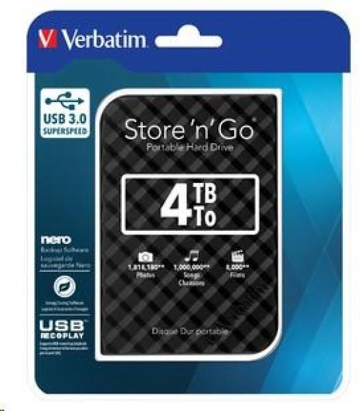 VERBATIM HDD 2.5" 4TB Store "n" Go Portable Hard Drive USB 3.0,  Black2