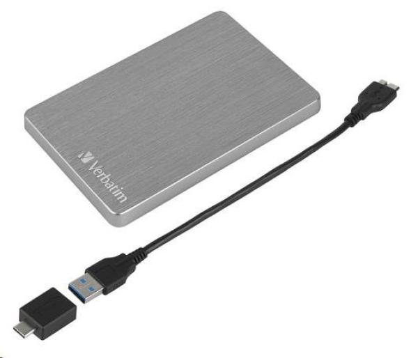 VERBATIM HDD 2.5" 1TB Store "n" Go ALU Slim Portable Hard Drive USB 3.2,  Silver3