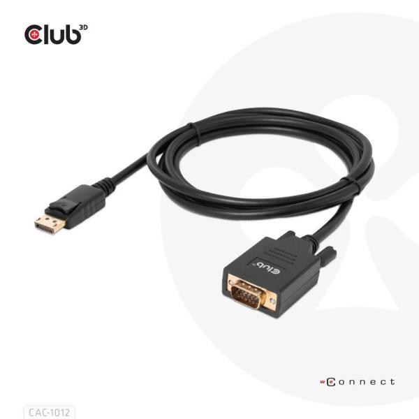 Club3D kabel DP na VGA,  M/ M,  2m,  28 AWG4