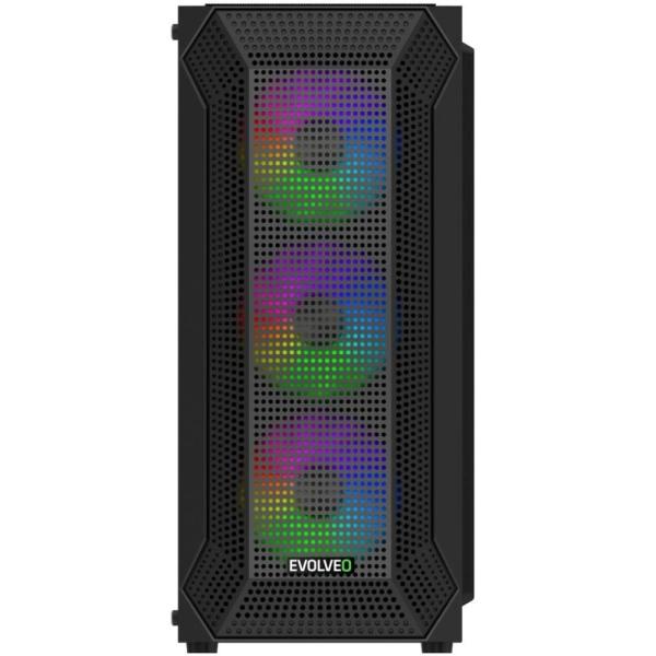 EVOLVEO Xenon,  skříň ATX,  4x ARGB ventilátor 120mm,  přední panel airflow mesh,  černá4