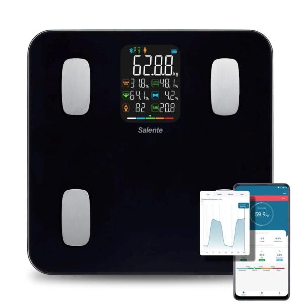 Salente MaxFit, múdra osobná diagnostická fitness váha, Bluetooth, čierna