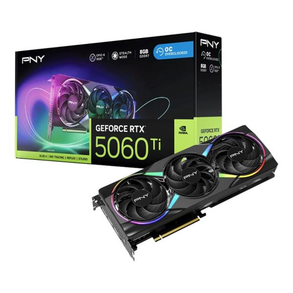 PNY VGA Nvidia GeForce RTX 5060 Ti 8GB ARGB Triple Fan OC,  RTX 5060 Ti OC,  8GB GDDR7,  3xDP,  1xHDMI