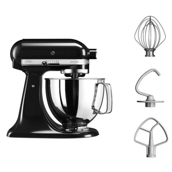 KitchenAid Artisan 5KSM125EOB Kuchyňský robot - 10 rychlostí,  planetární systém,  celokovová konstrukce,  lesklá černá0