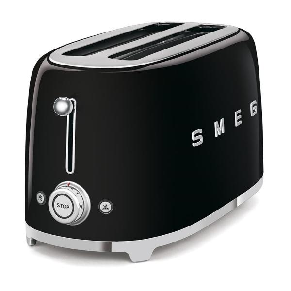 Smeg TSF02BLEU, toustovač / topinkovač, 4 toasty, 6 úrovní opékání, zásuvka na drobky, styl. 50. let, černý1
