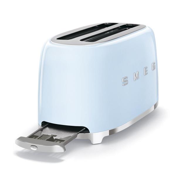 Smeg TSF02PBEU, toustovač / topinkovač, 4 toasty, 6 úrovní opékání, zásuvka na drobky, styl. 50. let, pastelově modrý2
