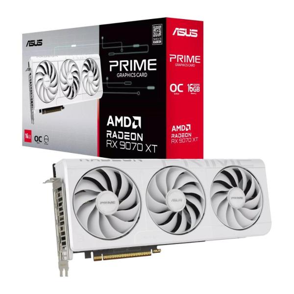 ASUS VGA AMD RADEON RX 9070 XT PRIME 16GB OC WHITE,  RX 9070 XT,  16GB GDDR6,  3xDP,  1xHDMI