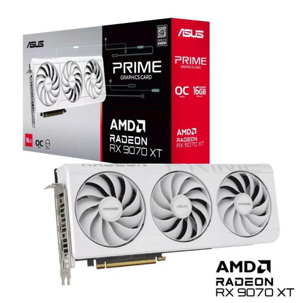 ASUS VGA AMD RADEON RX 9070 XT PRIME 16GB OC WHITE,  RX 9070 XT,  16GB GDDR6,  3xDP,  1xHDMI13