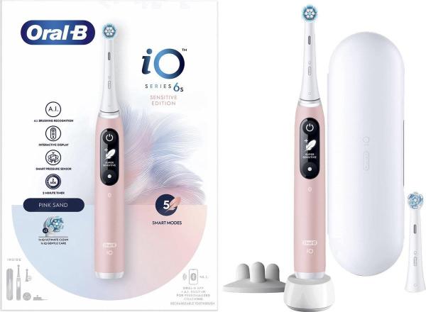 Oral-B iO Series 6s elektrický zubní kartáček,  časovač,  tlakový senzor,  5 programů,  aplikace Oral-B,  růžová1