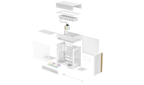 DEEPCOOL Case CL6600 WH,  ATX,  Průhledná bočnice,  vodní chlazení,  bílá3