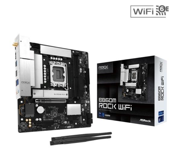 ASRock MB Sc LGA1851 B860M ROCK WIFI,  Intel B860,  2xDDR5,  1xHDMI,  1x DP,  WiFi,   mATX