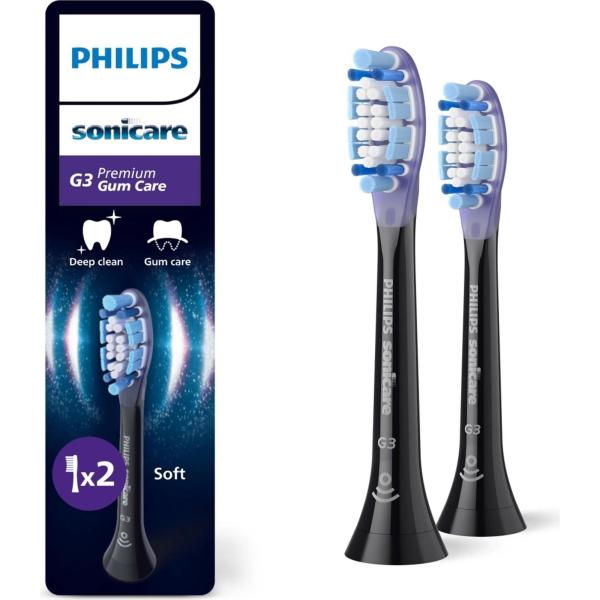 Philips Sonicare G3 Premium Gum Care HX9052/ 88 náhradní hlavice 2 ks černá,  péče o dásně a implantáty