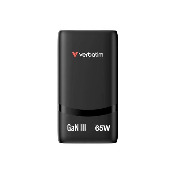 VERBATIM GaN Nabíječka Fold "n" Go 65W,  2xUSB-C,  černá1