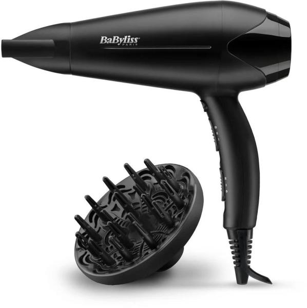 BaByliss D563DE fén,  2100 W,  2 rychlosti,  3 teploty,  studený vzduch,  s difuzérem,  černý