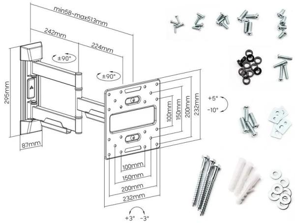 Polohovatelný držák Tv monitoru Fiber Mounts FM39b
4