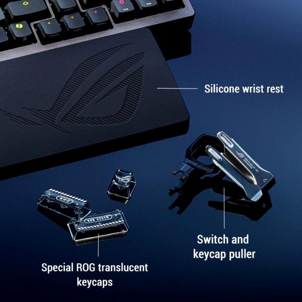 ASUS klávesnice ROG Azoth 96 HE,  Mechanická,  Bezdrátová,  BT,  RF 2.4GHz,  US,  černá12