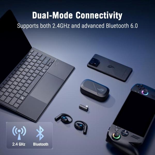ASUS sluchátka ROG Cetra Open Wireless,  BT + RF 2.4 GHz,  RGB,  černá8