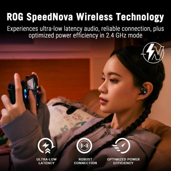 ASUS sluchátka ROG Cetra Open Wireless,  BT + RF 2.4 GHz,  RGB,  černá10