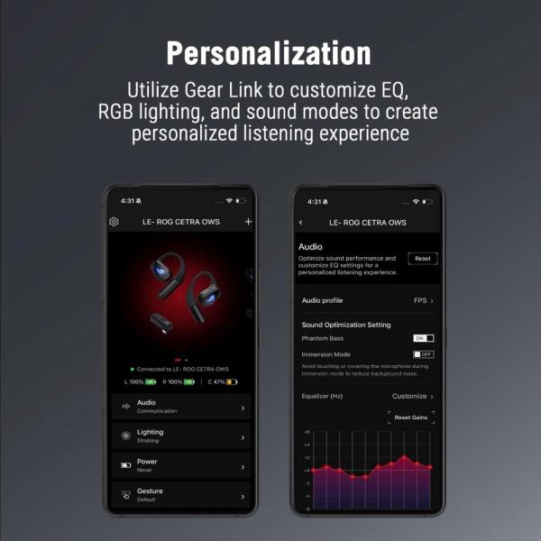 ASUS sluchátka ROG Cetra Open Wireless,  BT + RF 2.4 GHz,  RGB,  černá14