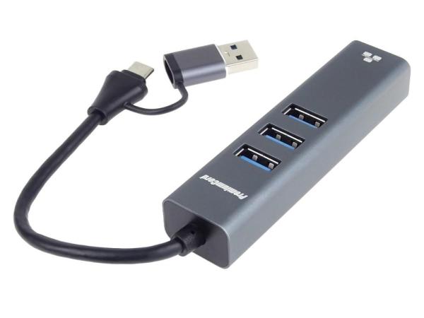 PremiumCord Adaptér USB-C a USB-A na Gigabit 10/ 100/ 1000Mbps + 3x USB 3.2 konektor1