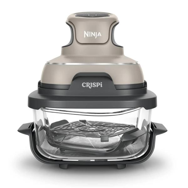Ninja FN101EUST Crispi,  přenosná horkovzdušná fritéza,  4v1,  šedá,  příkon 1700 W,  skleněné nádoby 1, 4 l a 3, 8 l,  bez PFAS