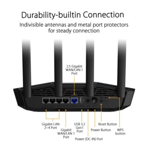 ASUS Herní Router TUF-BE3600 V2 Wifi 7 Router,  2x WAN,  3x LAN,  AiMesh0