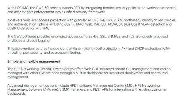HPE Networking CW 2150 24p 10M/ 100M/ 1G PoE+ 4p SFP 1G Combo 4p SFP+ 1G/ 10G 405W Switch7