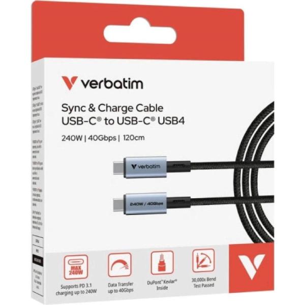 VERBATIM Kabel USB4 Sync & Charge,  240W,  120cm3