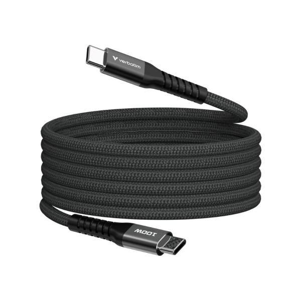 VERBATIM Kabel USB-C Sync & Charge,  100W,  Magnetický,  120cm,  černá